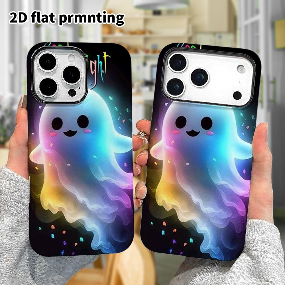 Phone Case: 2D Flat Design Suitable for iPhone 18, 17, 16, 15, 14, 13 Pro Film Protective Case, Couple Style, Rainbow Glow, Christmas and Halloween Gi