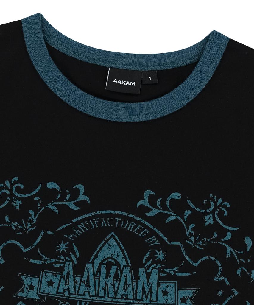 AAKAM Stamp Printed Ringer Top (Black)