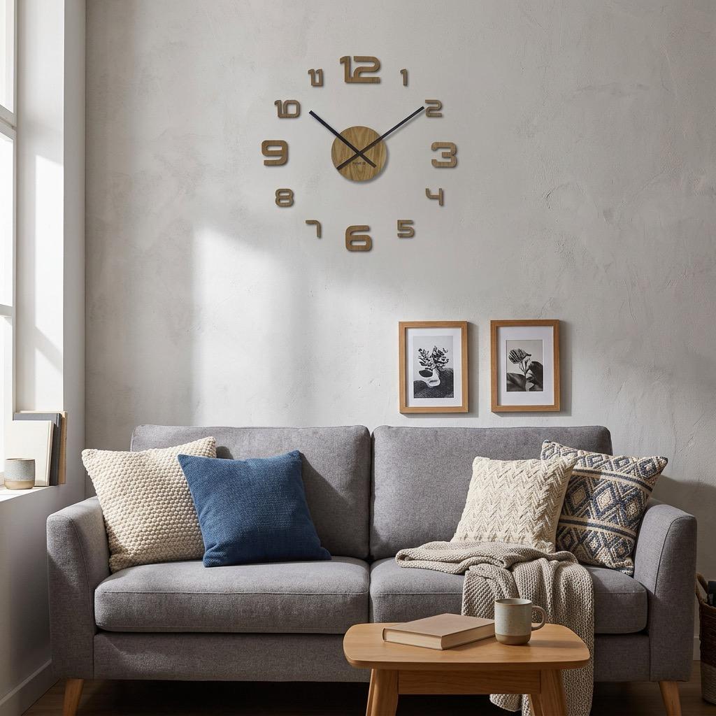Large wooden wall clock OakTime 50-75cm