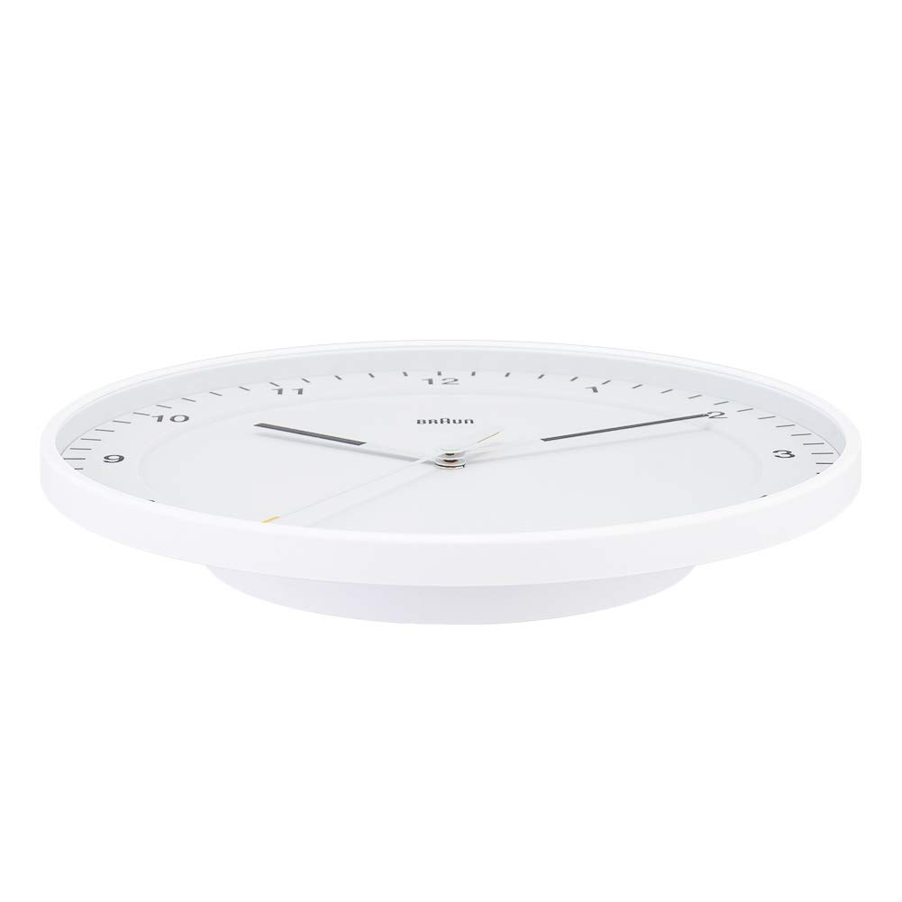 BRAUN BC17W White Classic Large Analogue Wall Clock, Analog Wall Clock, Brand Name, Interior Design [Parallel Import]