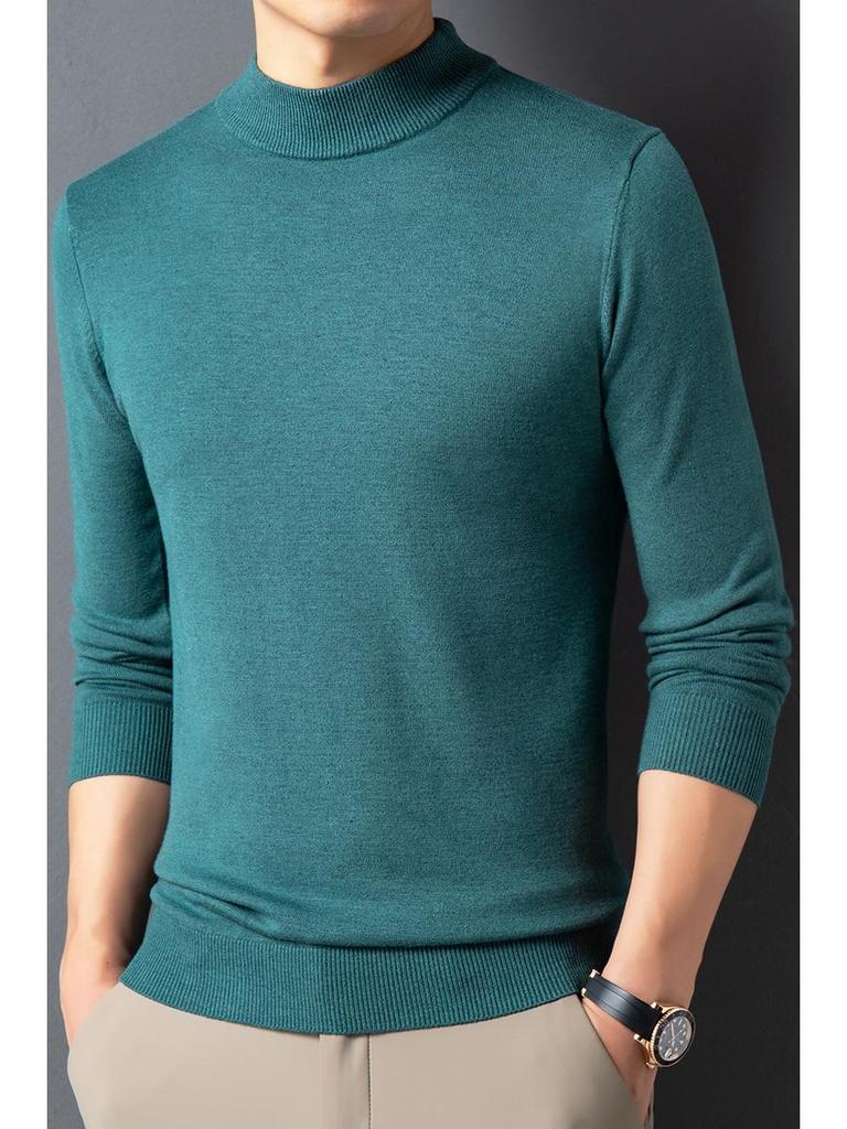 Herren Schlank geschnittener Strickpullover mit halbem Stehkragen für Herbst und Winter