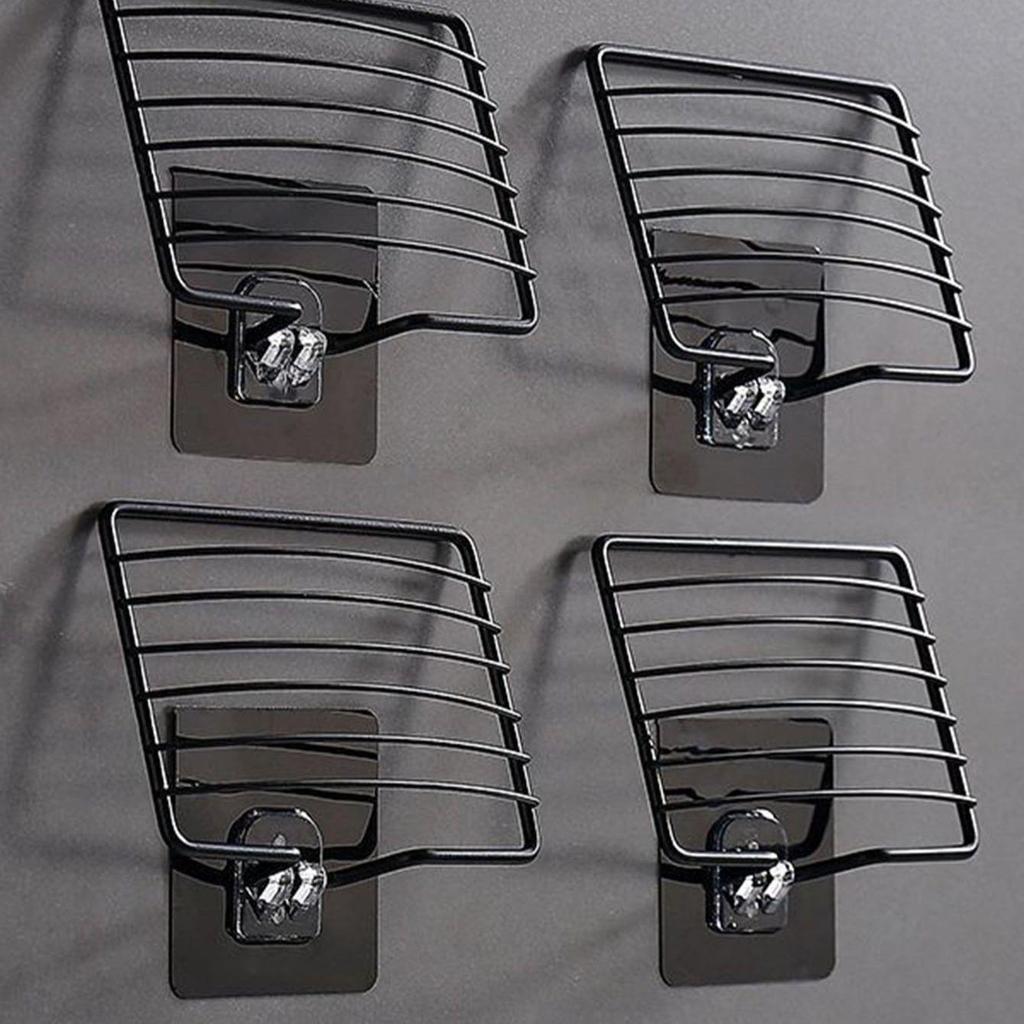 1pc-Stainless Steel Soap Rack Punch-free Nail-free Bathroom Single Layer Drain Wall Hanging Sucker Soap Box Light Luxury Shelf
