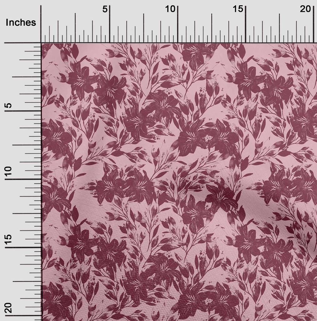 oneOone Cotton Flex Peach Fabric Florals Diy Clothing Quilting Fabric Print Fabric By Yard 40 Inch