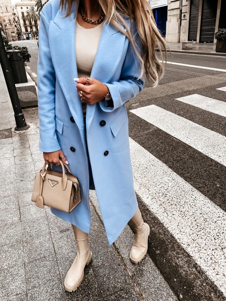 Independent Wish Bestseller Autumn Long Sleeve Suit Collar Double-Button Nizi Coat Overcoat Women's