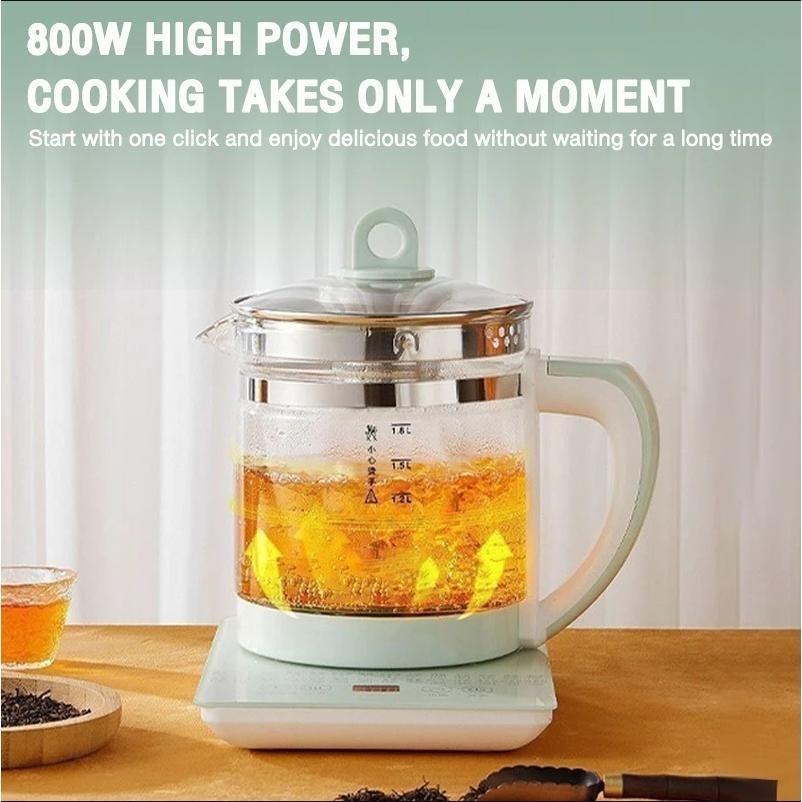 1.8L Large Capital Electric Health Teapot 800W Household Multi-function Kettle Small Portable Thick Glass Kettle Thermos