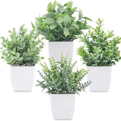 Pachet 4 Plante False Mini Verdeață Artificială Plante în Ghiveci pentru Decor Acasă Interior Birou Masă Cameră Fermă Baie