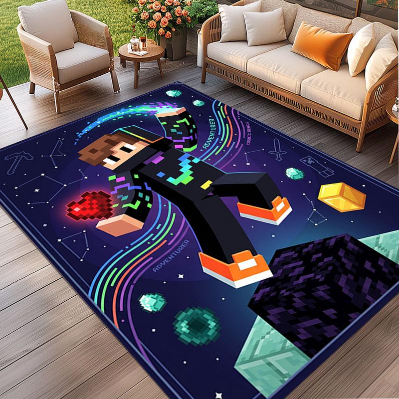 Minecraft Print Rug, Washable Floor Carpet, For Entryway Dorm Laundry Room Office Study, Home Decor Birthday Christmas Gift
