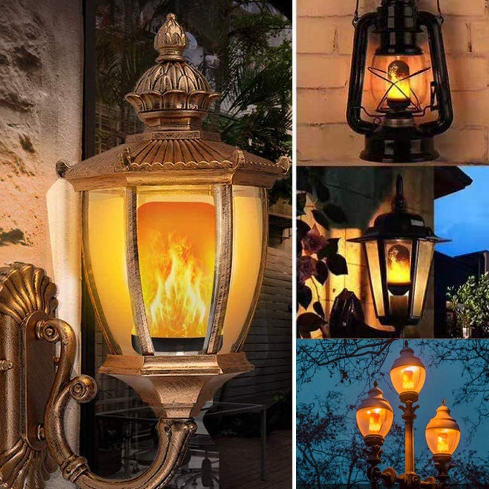 LED Flame Light Bulb, LED Flame Lamp, 3W, 1500K, Flame Effect, Four Modes, Flickering Flame Candle Bulb, Flame Lamp, Flame Electric, Warm Light,