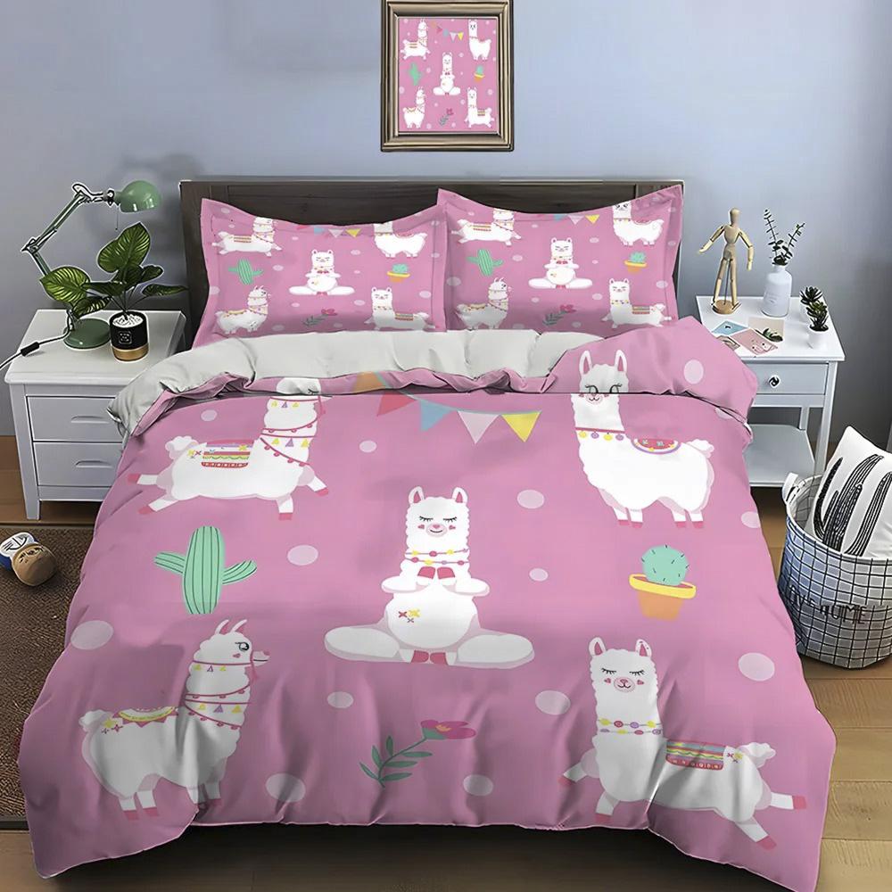 

Милый мультяшный лама альпака принт комплект постельного белья пододеяльник 1 пододеяльник 2 наволочки комплект постельного белья для взрослых и детей роскошные подарки 203x228cm