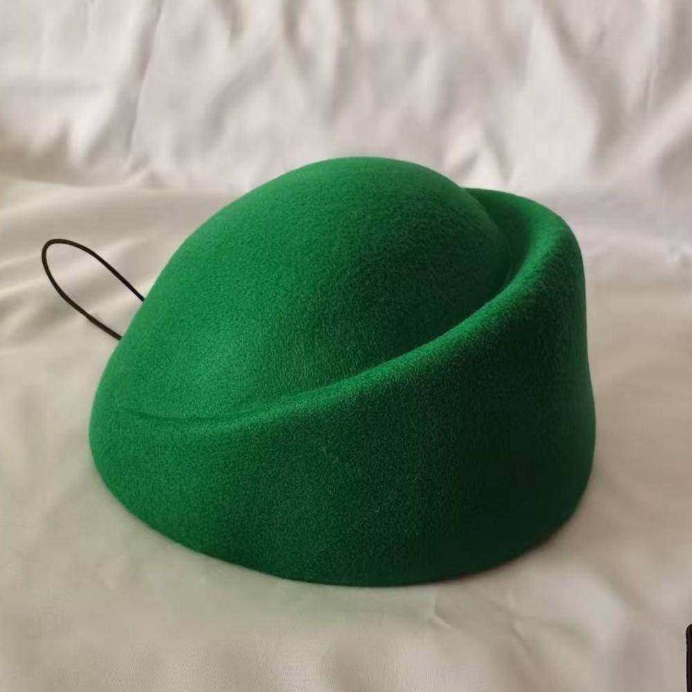 Elegant Style Pillbox Hat Versatile Design Airline Stewardess Caps Felt Fabric Beret Live Show