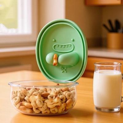 Bärbar Silikonlock Snacksförvaringslåda Kladdfri Multifunktionell Matsäckslåda Återanvändbar Läckagesäker Matbehållare Kontor