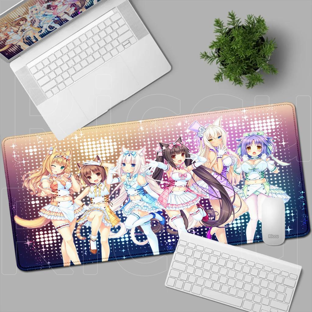 HD Anime Mousepad Cute Chocolate And Vanilla Natural Rubber Nonslip Keyboard Gaming Nekopara Extended Mat PC Office Accessories