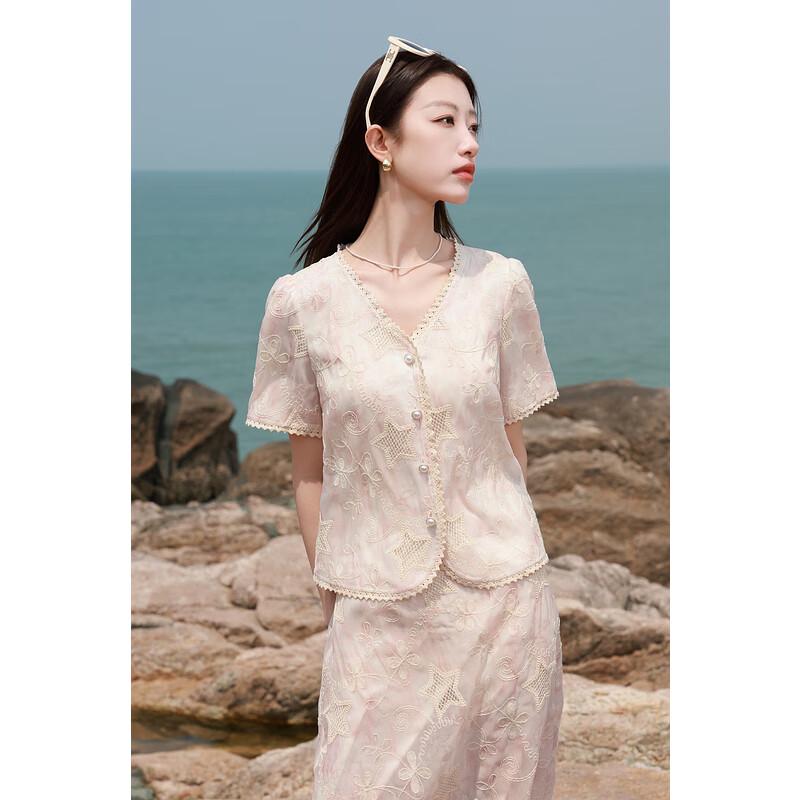 

Комплект кардигана и юбки Sancai большого размера с вышивкой 2XL (175/100B)