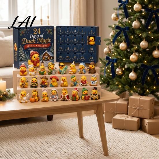Farmářský styl Sváteční dekorace Kouzelný zvířecí adventní kalendář 24 dní Vysokohorská kráva/Kočka/Ovce/Červená ptáček Akrylová sada ozdob Sběratelské figurky 2D Ploché