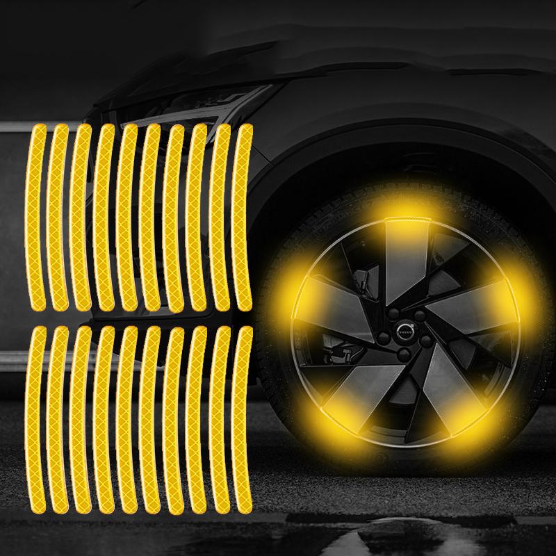 20pcs Car Wheel Hub Reflective Sticker Tire Rim Reflective Strips Luminous for Night Driving Car Bike Motorcycle Wheel Stickers жёлтый