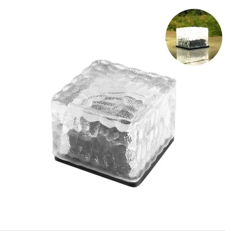 Atmosphere lights Solar Powered Ice Cube Lamp Glass Brick Landscape Square Glass Outdoor Road Courtyard Garden Decoration