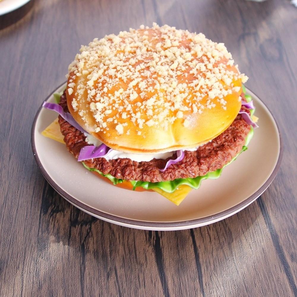 Soft PU Beef Burger Model Simulation Fake Bread Party Decoration Fake Hamburger  Photography Prop