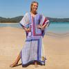 2022 Multicolored Kaftan Bohemian Printed V-neck Batwing Sleeve Street Wear Maxi Dress Women Beach Wear Swim Suit Cover Up Q1342