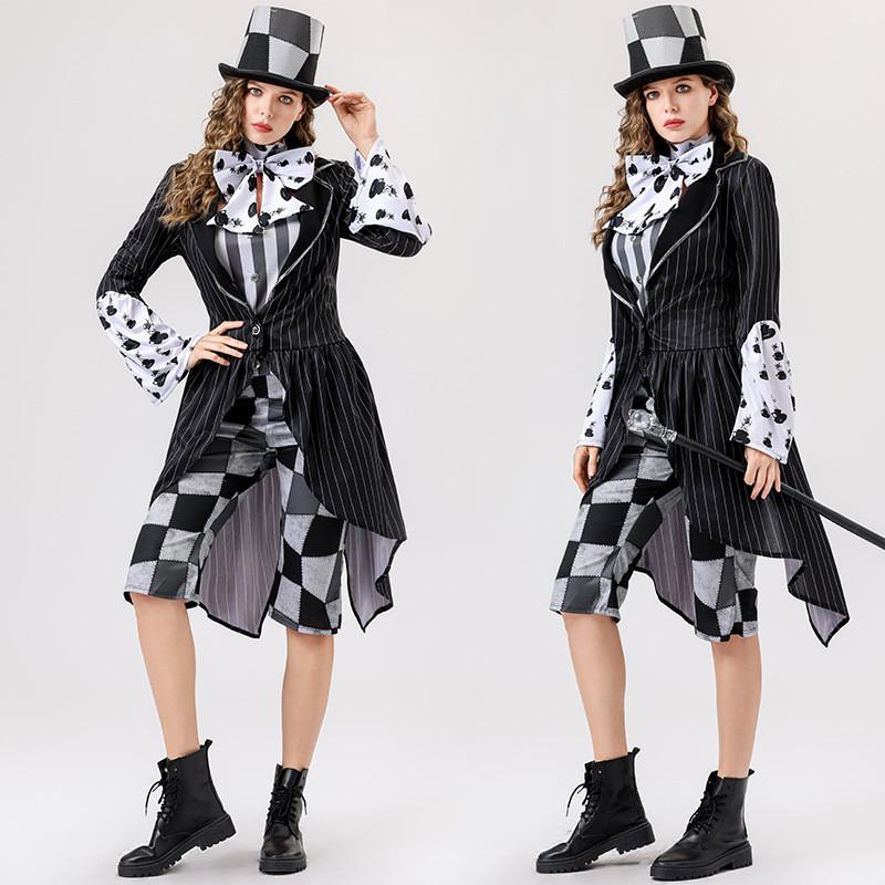 Alice In Wonderland Halloween Costume For Women With Satin Hat And Magic Accessories