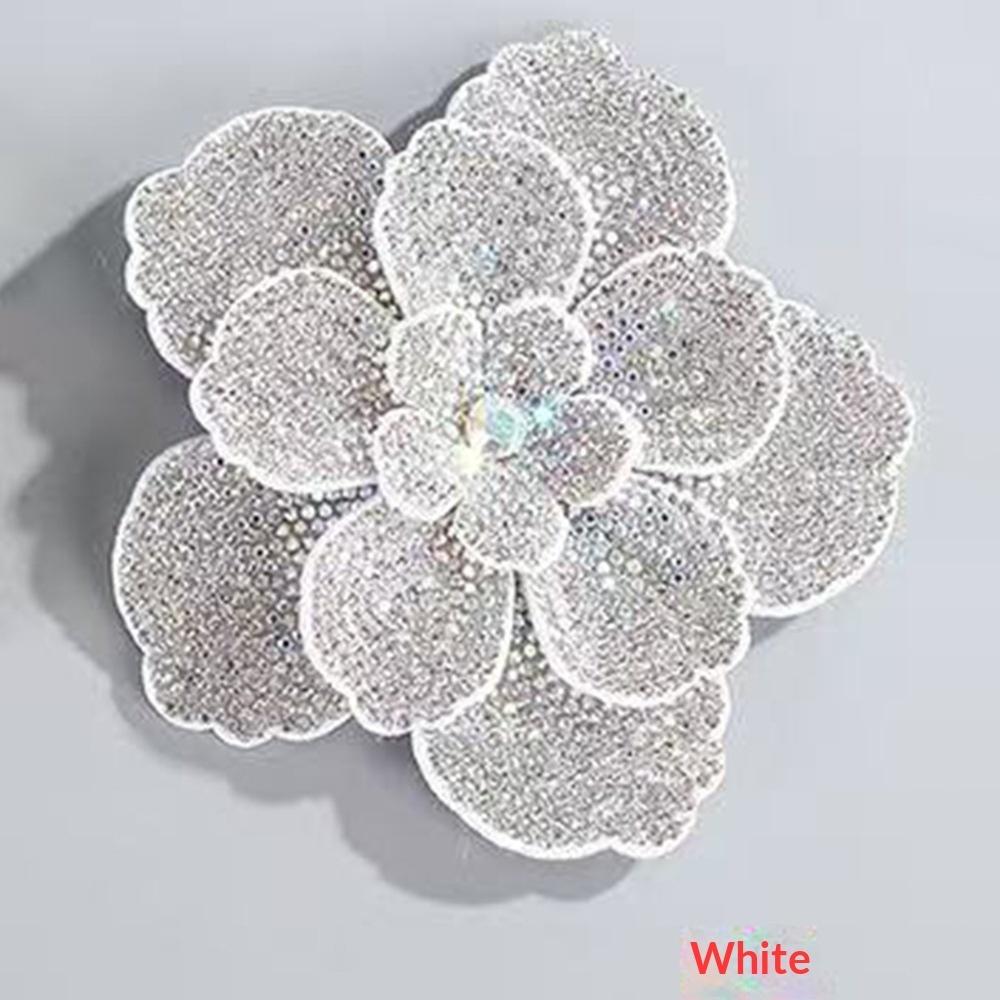 Factory Hot Sale Shoes Flower Three-layer Cloth Fabric Patch Flower Rhinestone Handmade DIY Clothing Bag Accessories белый