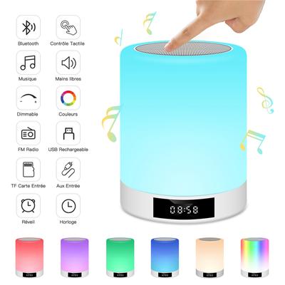 Lumină de noapte cu control tactil cu LED inteligent reîncărcabilă Lampă portabilă Lumină de noapte RGB reglabilă cu schimbare de culoare cu difuzor Bluetooth
