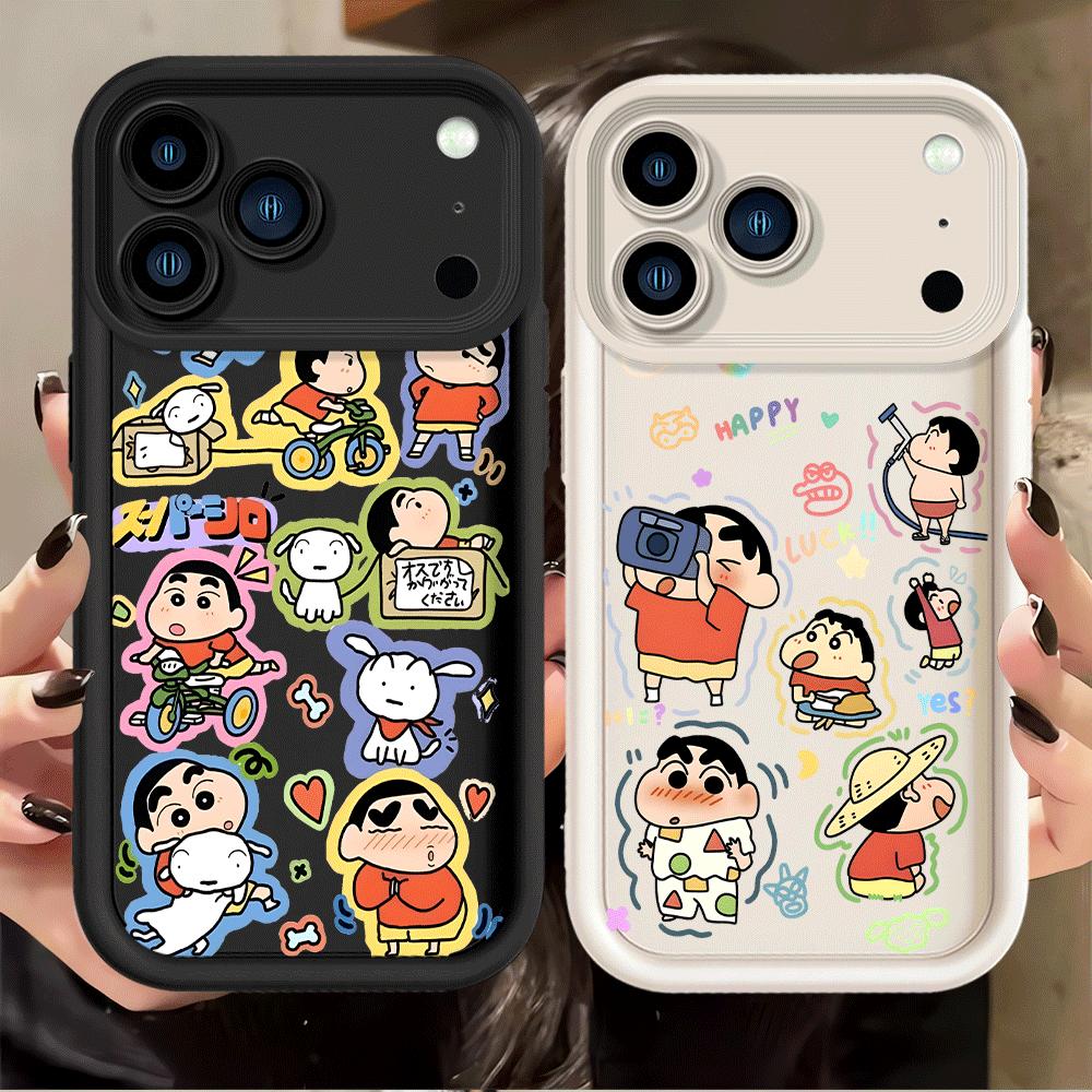 Phone Cover Case for iPhone 14 17 Pro Max 11 Air 13 16 12 Pro 15 Plus Colorful Crayon Shin Chan