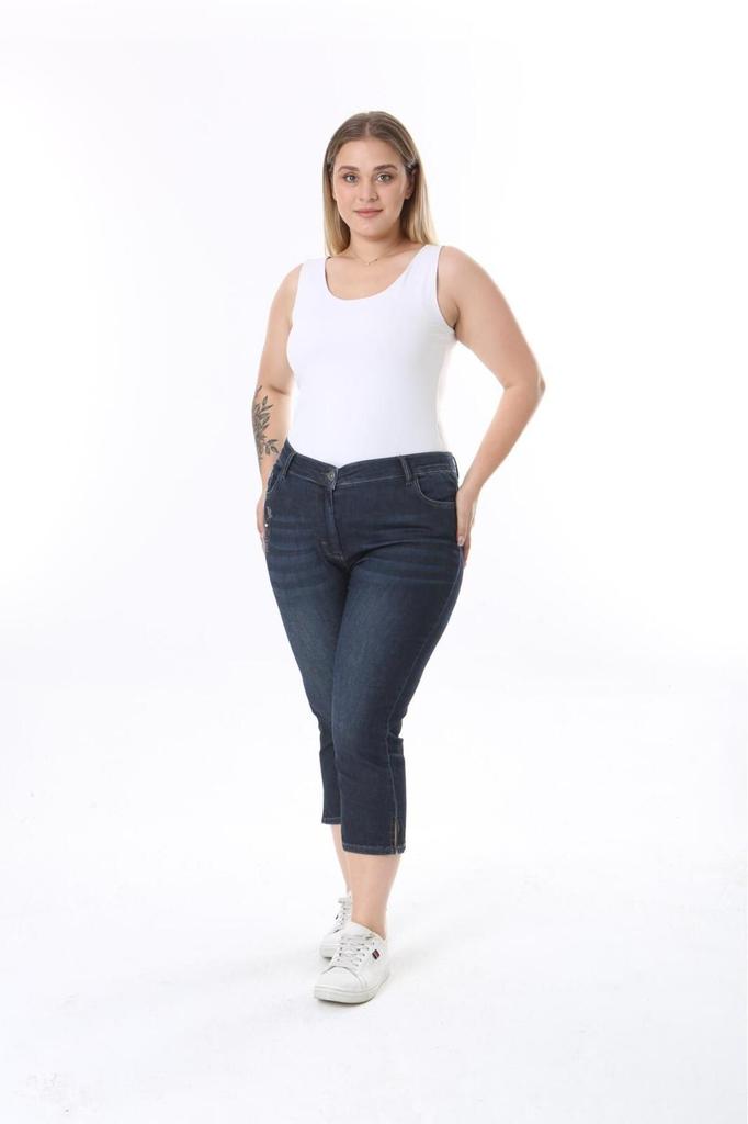 Damenmode Übergröße Shorts & Bermudas Plus Size Jeans Capri mit Schlitz (Taschen- und Stickereidetail)