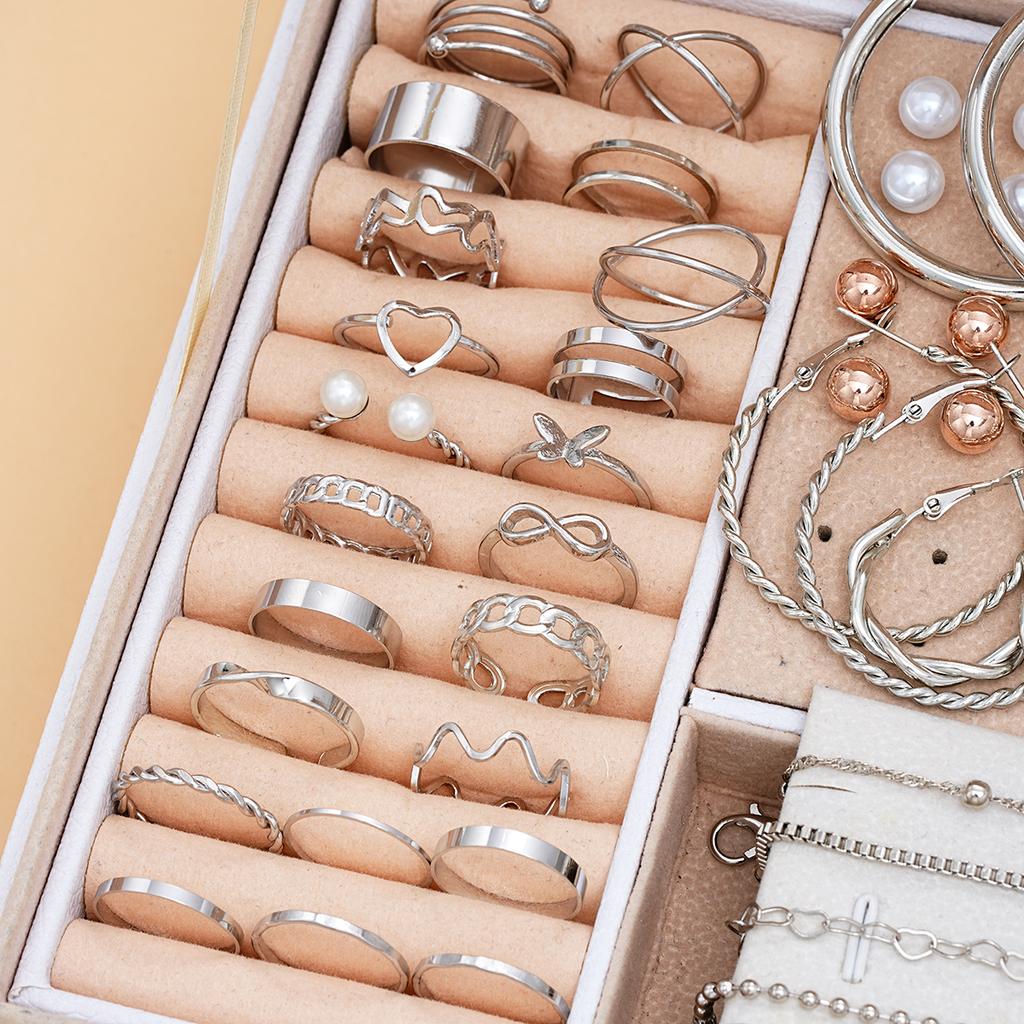 91 Pcs Elegant Vintage Jewelry Set Vintage Multi Layered Necklaces, Dangling Earrings, Rings, Bracelet for Women Gifts 2026 New