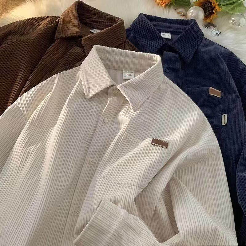 Unisex Corduroy Long-Sleeve Retro Casual Shirt Jacket for Autumn