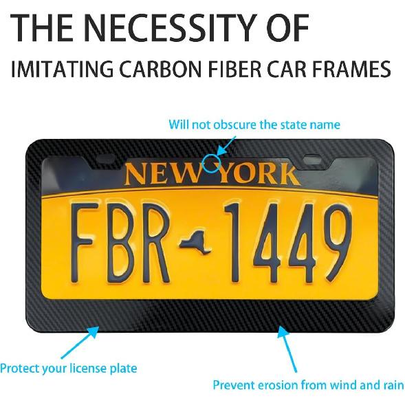 Mandark 2 Stück Kohlefaser Kennzeichenhalter für Autos, Aluminium Kfz-Kennzeichenhalter mit Schrauben, Rostfrei US-Standard Fahrzeug Vorne Hinten