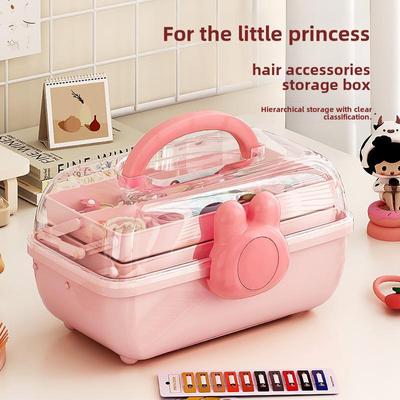 Rosa Aufbewahrungsbox für Haarnadeln und Schmuck für Kinder – süßer, staubdichter Organizer für Haarschmuck, Kosmetik und mehr auf dem Schreibtisch