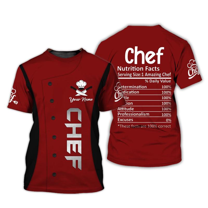 Chef Work T-shirt for Men Personality Pattern O-neck Funny T Shirts 3D Print Fashion Trendy Cook Tee Top Novelties 2025 New