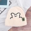 Girl All-match Stripe Winter Embroidered Bear Wool Hat Knitted Hat Women Beanies Korean Style Caps