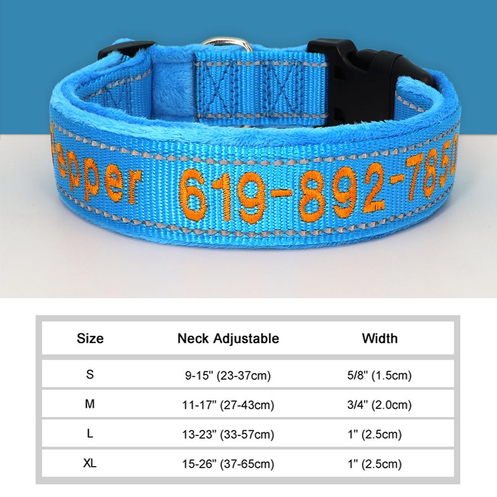 

Персонализированный вышитый ошейник для собак, светоотражающий нейлоновый индивидуальный идентификатор, имя, аксессуары, мягкие ошейники для домашних животных для маленьких, средних, больших собак S