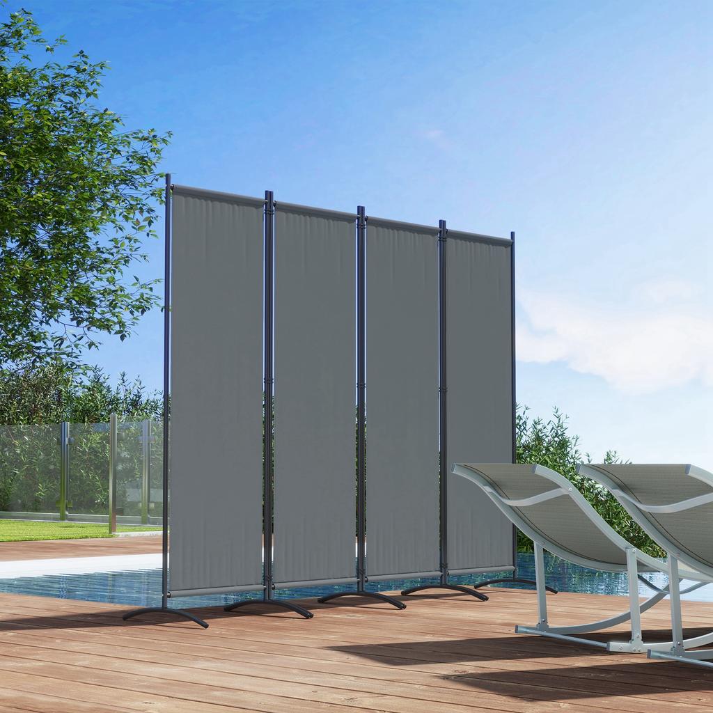 4 Panel Folding Room Divider, 1.7m Privacy Screen with Wide Feet, Portable Freestanding Metal Partition Separator for Office, Living Room, Bedroom