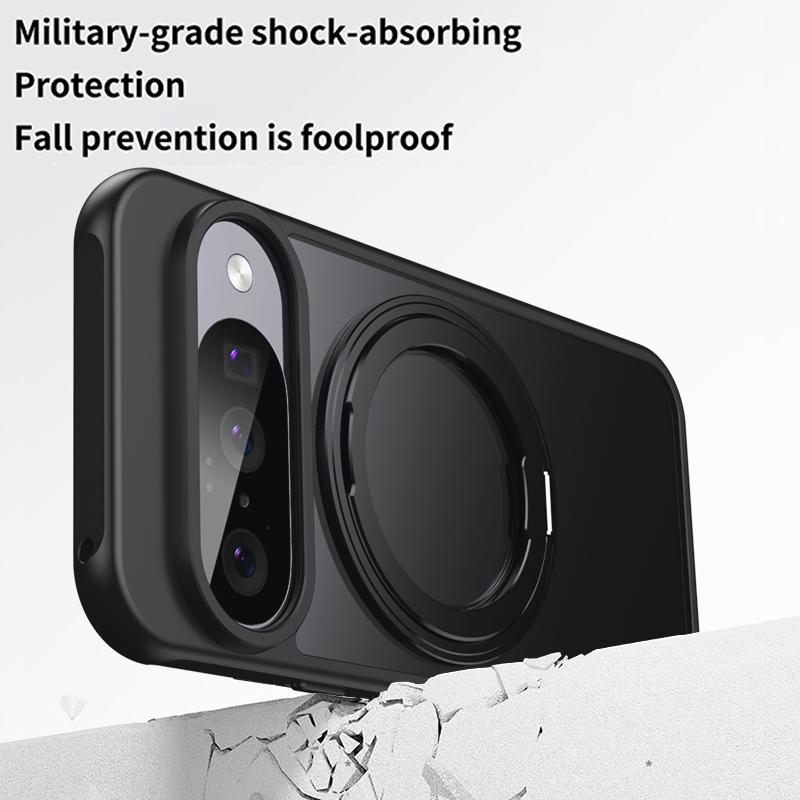 Für Google Pixel 10 Pro/Pixel 10 Hülle Kompatibel mit MagSafe TPU+Acryl+Metall-Aufsteller Matte Handyhülle