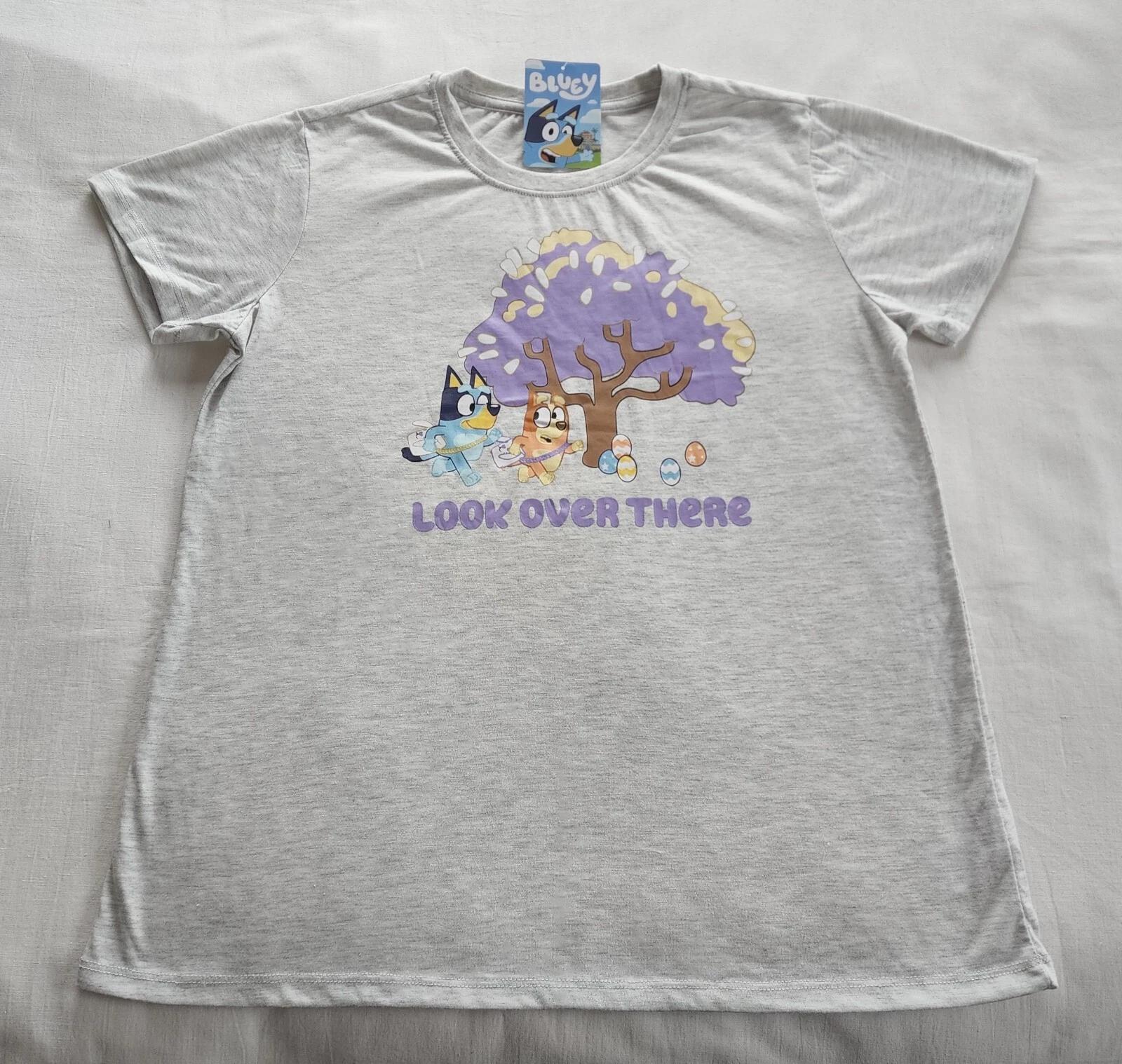 

Bluey Ladies Egg Hunt Grey Marle Printed Short Sleeve T Shirt Size L New S