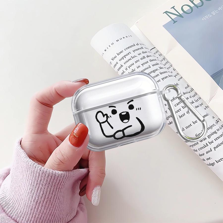 Simple Happy Expression Clear Earphone Cases Cover Case For Airpods 4 3 Pro3 Pro2 2 Pro 1