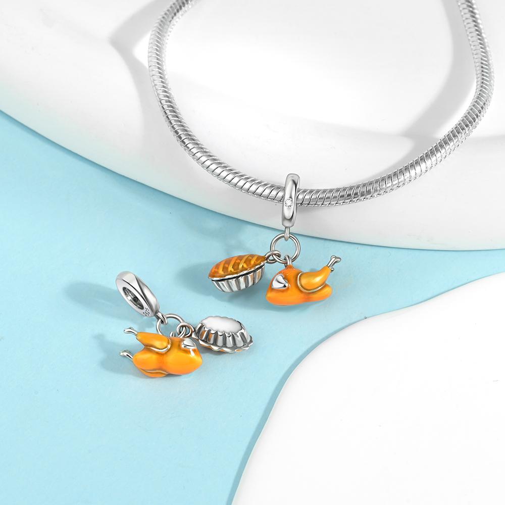 Copper Glow In The Dark Pumpkin Charm Fits Brand Bracelet Thanksgiving Pumpkin Festival Jewelry Pendant Bead Gift