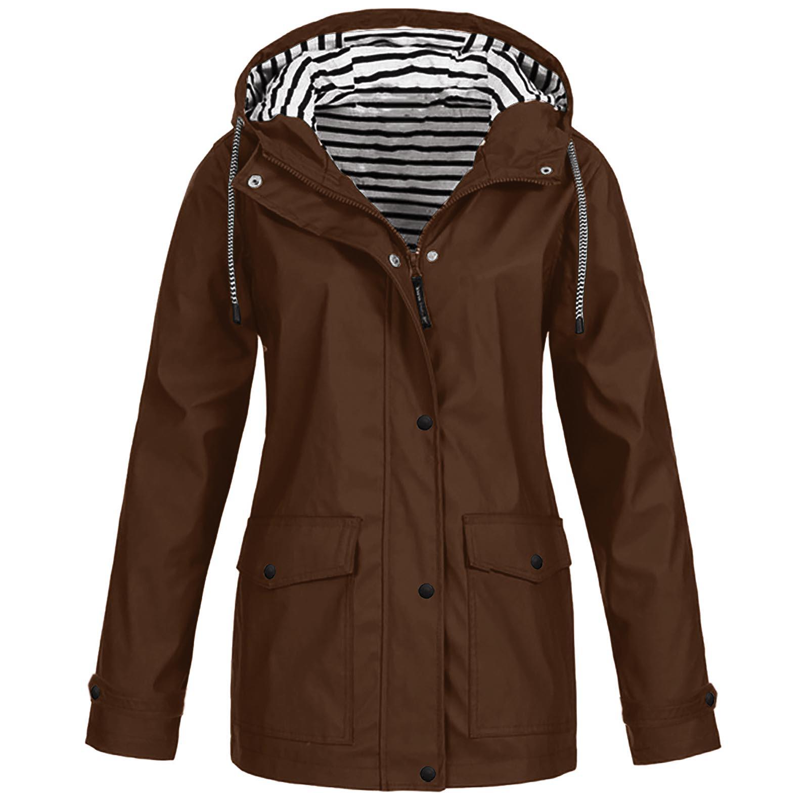 

(SU)Женщины Solid Rain Outdoor Plus Водонепроницаемый плащ с капюшоном Ветрозащитная куртка Пальто