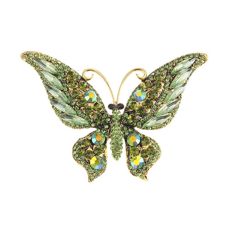 Exquisite European & American Crystal Butterfly Brooch Pin with Classic Shoe Buckle Design