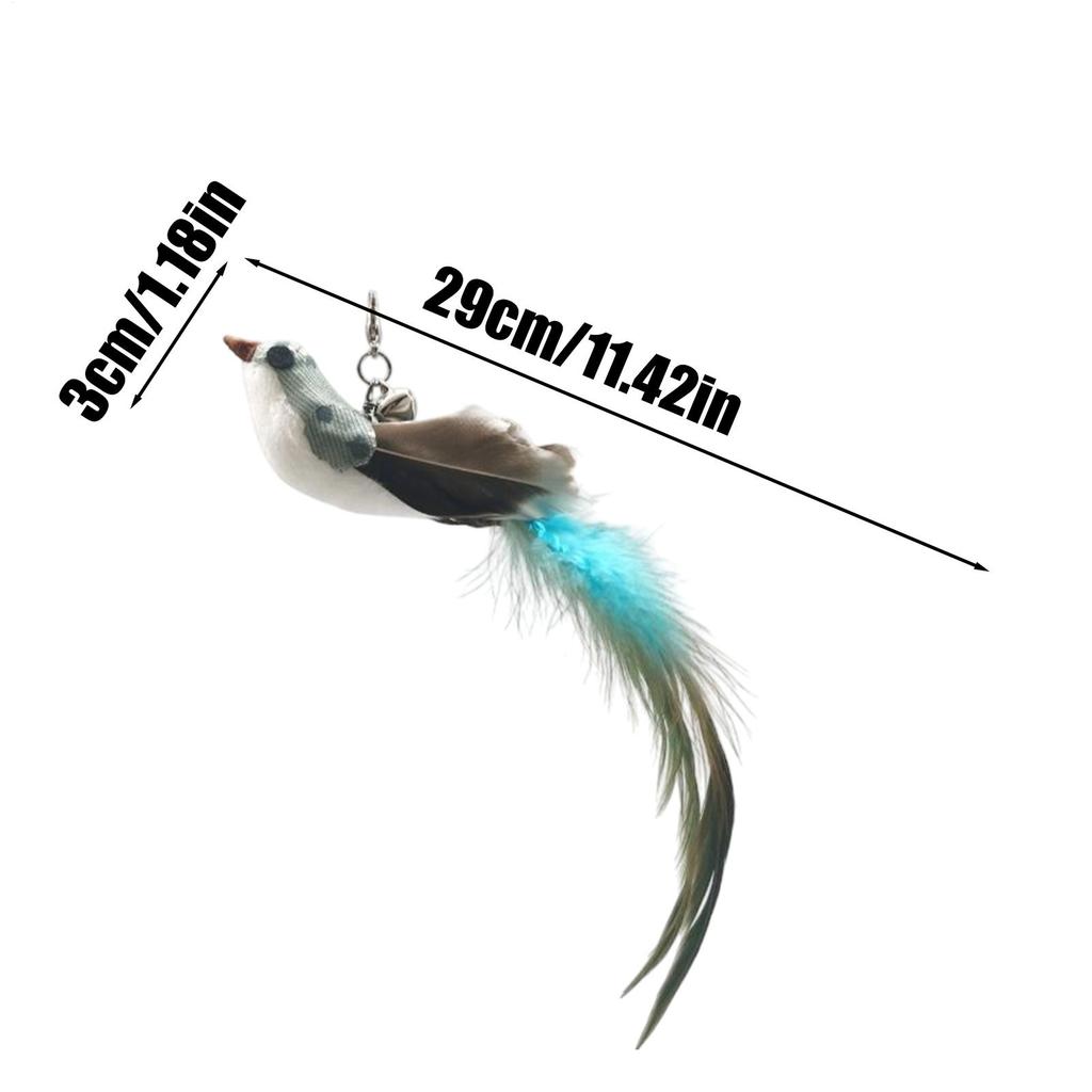 Bird Cat Toy Interactive Feathers Wand Attachment Teaser Hangable Kitten Boredom Toy With Bells For Indoor Cats Pets Boredom