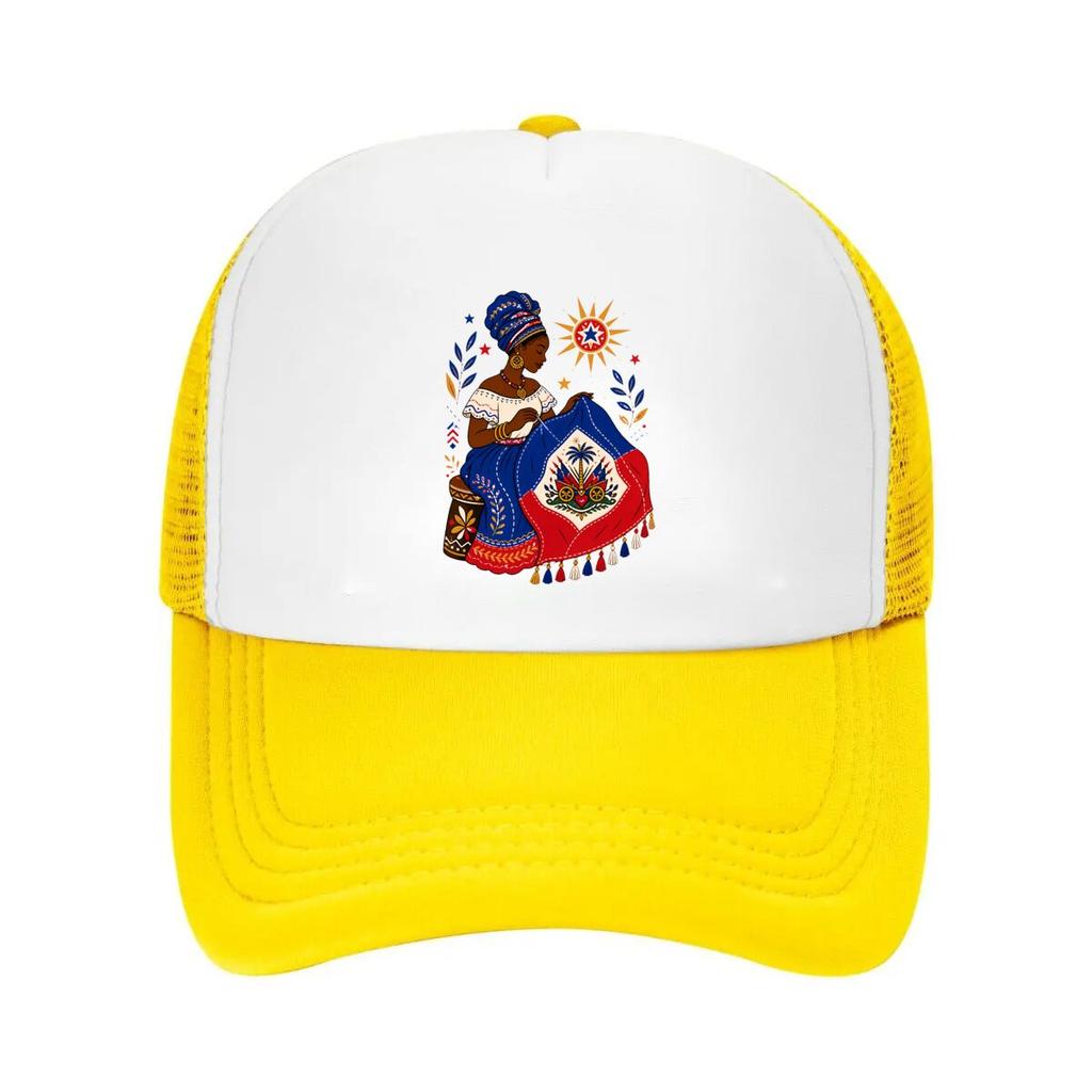 Haitian Heritage Seamstress Flag Tri Mesh Baseball Cap Casual Hat Outdoor For Womens Unisex FeUnisex