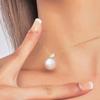 HENGSHENG Princess 12-13mm Freshwater Big Button Shape White Pearl 925 Silver Pendant Necklace For Women Girls Jewelry