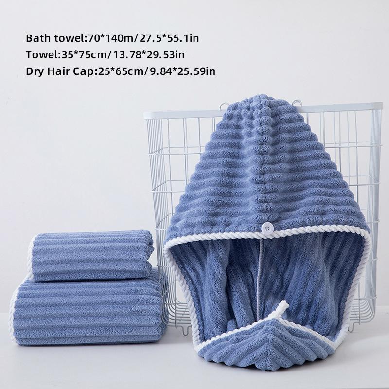 

3-piece towel, bath towel, dry hair cap, soft and absorbent, gentle on the skin - very suitable for daily shower needs at home