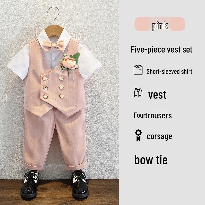 Boys' British Style Summer Suit - Baby's First Birthday Formal Wear, Wedding Flower Boy & Piano Performance Outfit