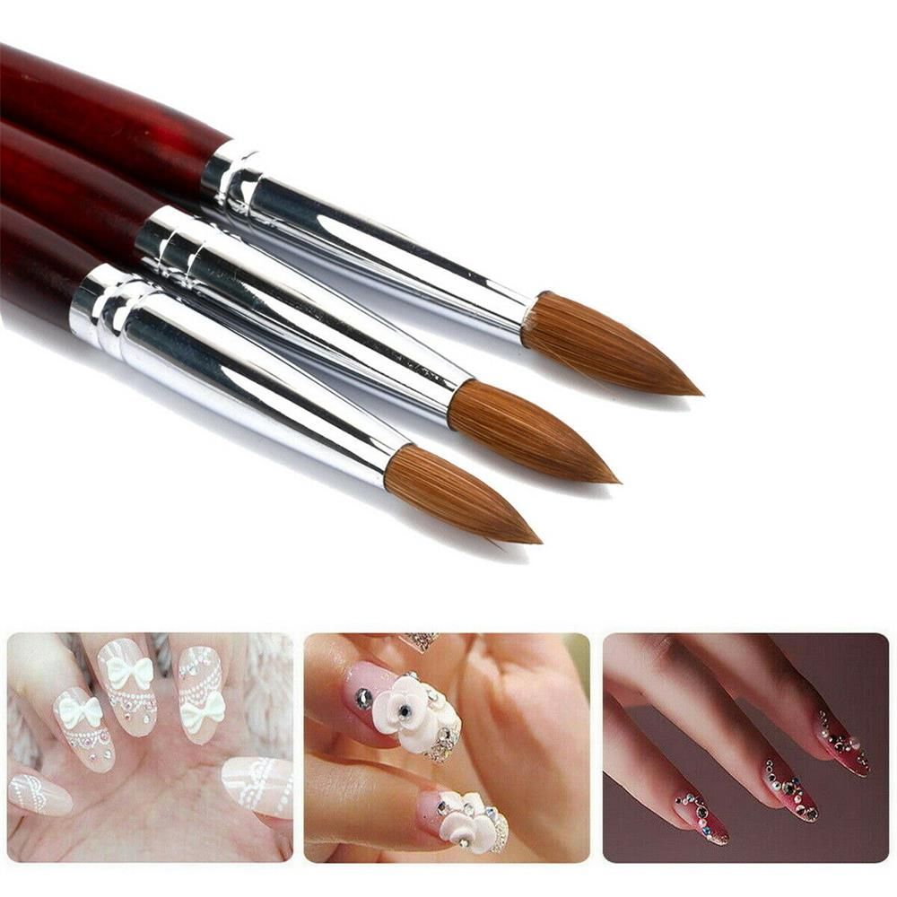 Pen Wood Handle UV Gel Sable Hair Nail Painting Brush Flower Drawing Pen Acrylic Nail Art Brush