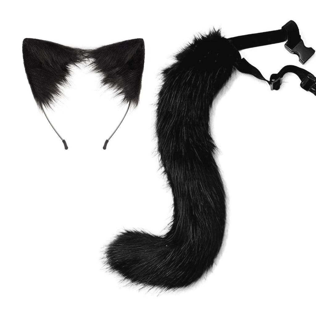 Halloween Cos Simulation Fox Plush Tail Cute Accessories Animal Tail Cat Ears Headband Headdress