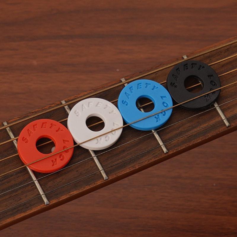 4 Stück/Packung Gitarrengurt-Schloss Gummi-Schnallenblöcke Sichere Befestigung Farbige Teile Zubehör für Bass Elektrische Holzgitarre ZYF
