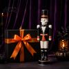 Lustige Halloween Desktop-Dekoration Skelett Nussknacker Figur Gotischer Totenkopf Soldat Harzstatue Gruselige Dekorationen Ornament für Fenster Eingangsbereich Party